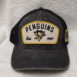American Needle Pittsburgh Penguins Patch Design Trucker Snapback Hat - New